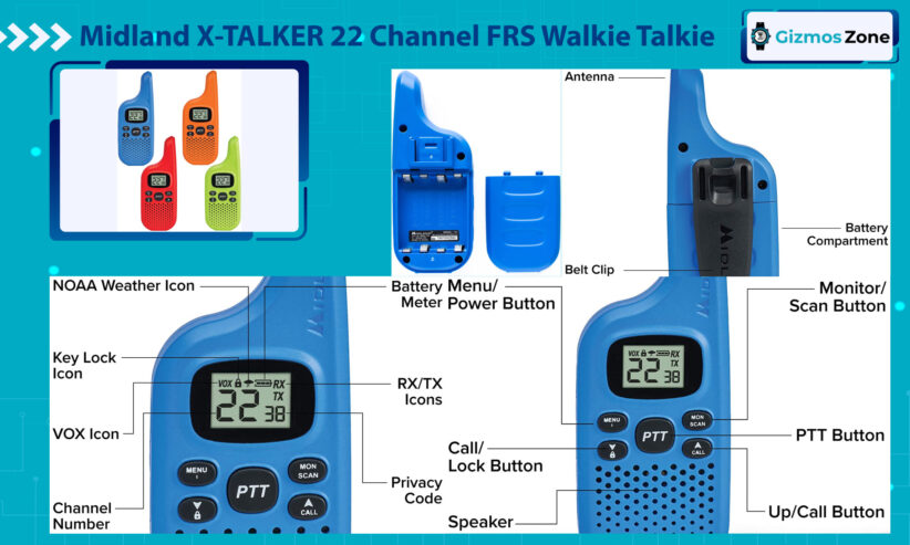 Midland X-TALKER 22 Channel FRS Walkie Talkie for Kids