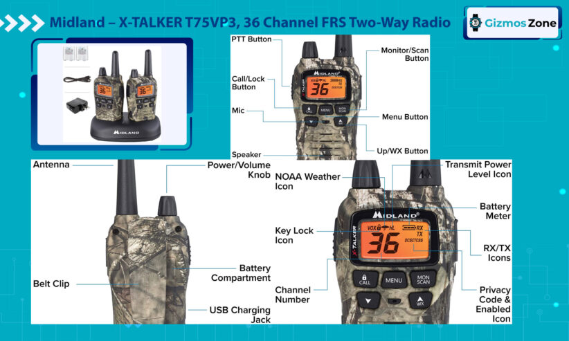Midland - X-TALKER T75VP3, 36 Channel FRS Two-Way Radio