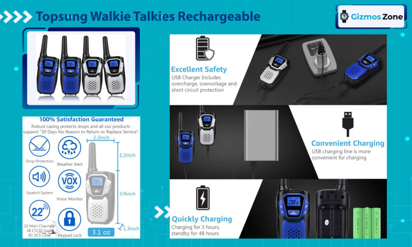 Topsung Walkie Talkies Rechargeable