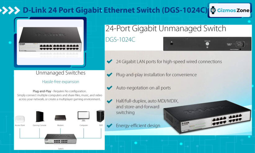 D-Link 24 Port Gigabit Ethernet Switch (DGS-1024C)
