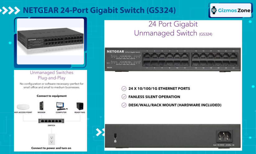 NETGEAR 24-Port Gigabit Ethernet Unmanaged Switch (GS324)