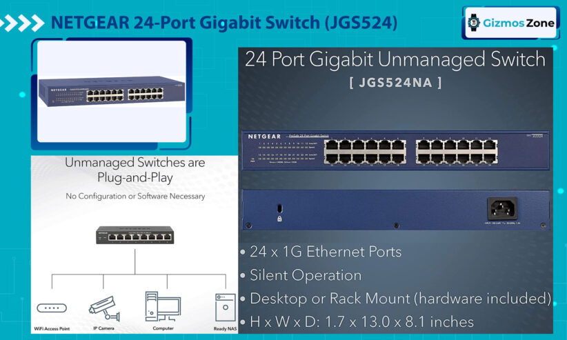 NETGEAR 24-Port Gigabit Ethernet Unmanaged Switch (JGS524)