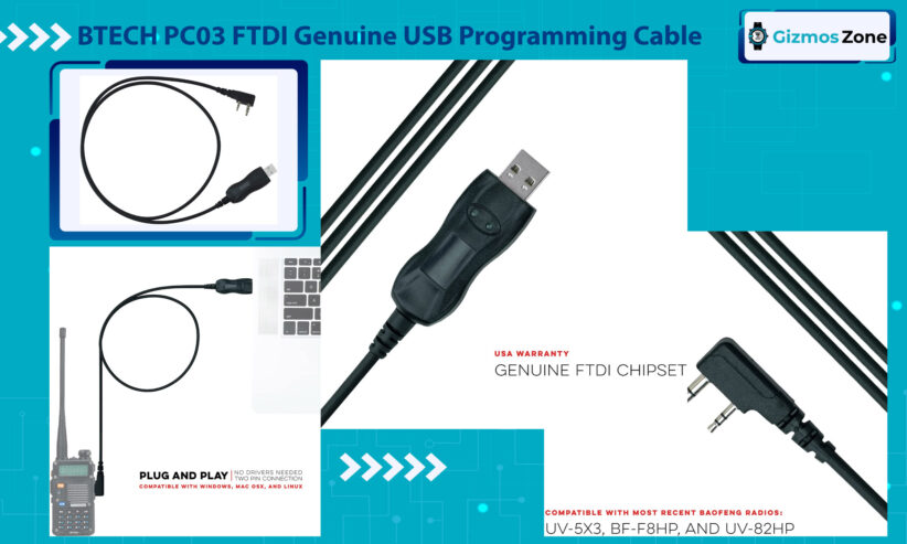 BTECH PC03 FTDI Genuine USB Programming Cable for BTECH