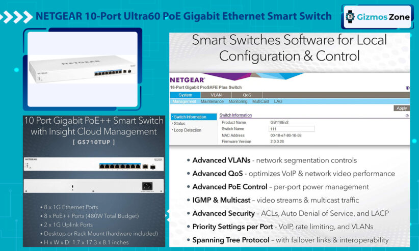 NETGEAR 10-Port Ultra60 PoE Gigabit Ethernet Smart Switch