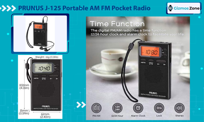 PRUNUS J-125 Portable AM FM Pocket Radio with Earphones