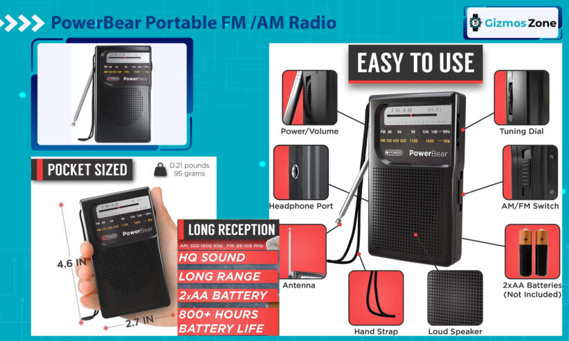 PowerBear Portable AM/FM Long-range Radio 