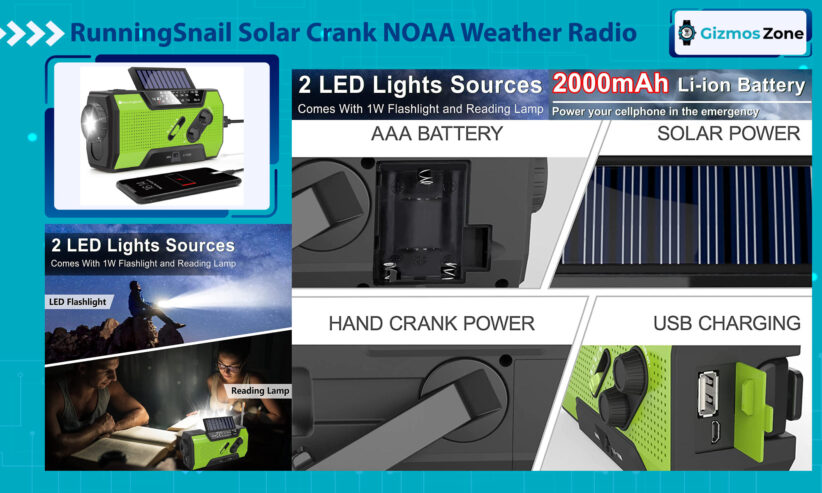RunningSnail Solar Crank NOAA Weather Radio for Emergency