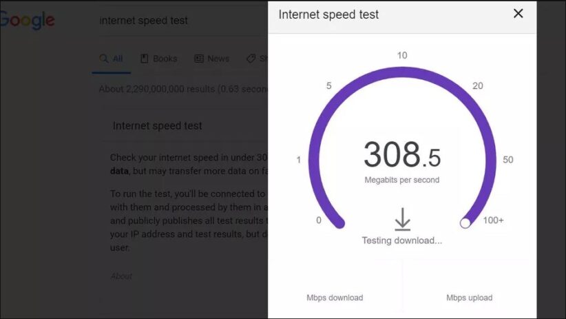 Preparation of the test of home network speed