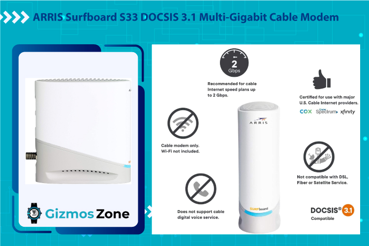 ARRIS Surfboard S33 DOCSIS 3.1 Multi-Gigabit Cable Modem