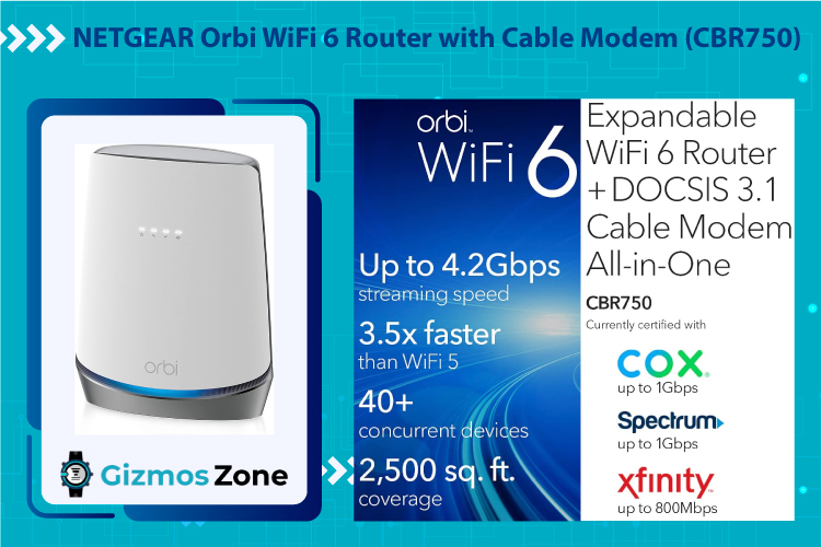 NETGEAR Orbi WiFi 6 Router with Cable Modem (CBR750)