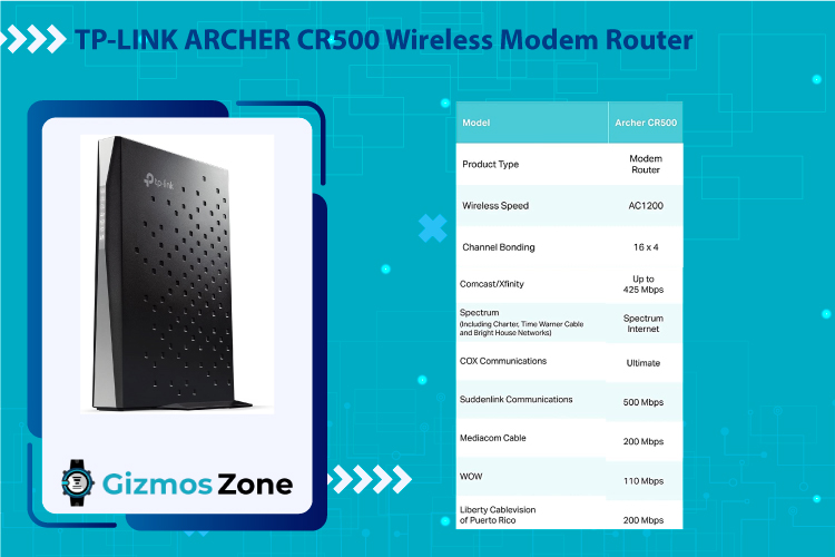 TP-LINK ARCHER CR500 wireless modem router