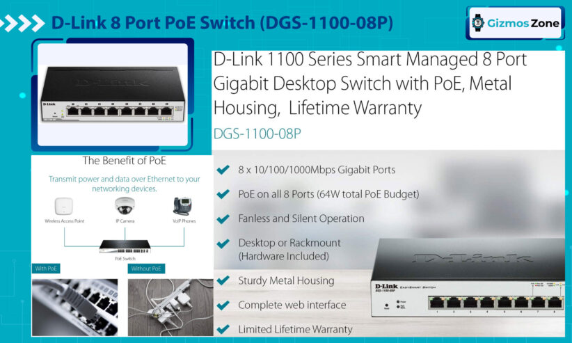 D-Link 8 Port PoE Switch (DGS-1100-08P)